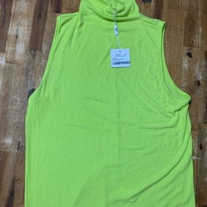 Rib sleeveless turtle neck